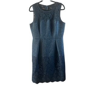 White House Black Market Jacquard Lace Combo Fit And Flare Dress